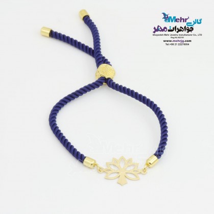 دستبند طلا و بافت - طرح گل-MB1407